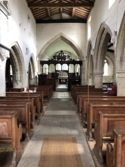 The aisle at St Mary's, Longworth.